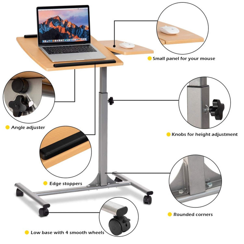 Adjustable Laptop Desk with Stand Holder and Wheels