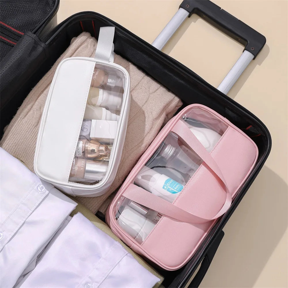 Patchwork Cosmetic Bag Makeup Storag Bag Translucent Large Capacity Bath Bag Waterproof Portable Travel Storage Case Organizer